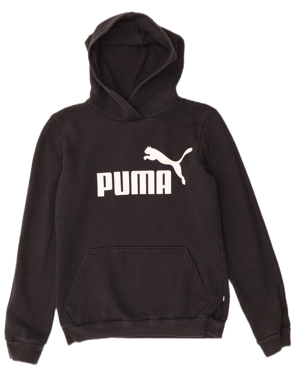 PUMA Mädchen Graphic Hoodie Pullover 13–14 Jahre, schwarze Baumwolle