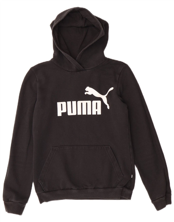 PUMA Mädchen Graphic Hoodie Pullover 13–14 Jahre, schwarze Baumwolle