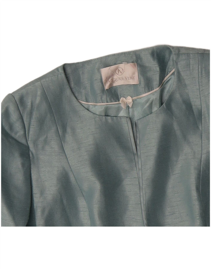 Jacques Vert Damen 3/4-Ärmel Crop Blazer Jacke UK 16 Große blaue Viskose