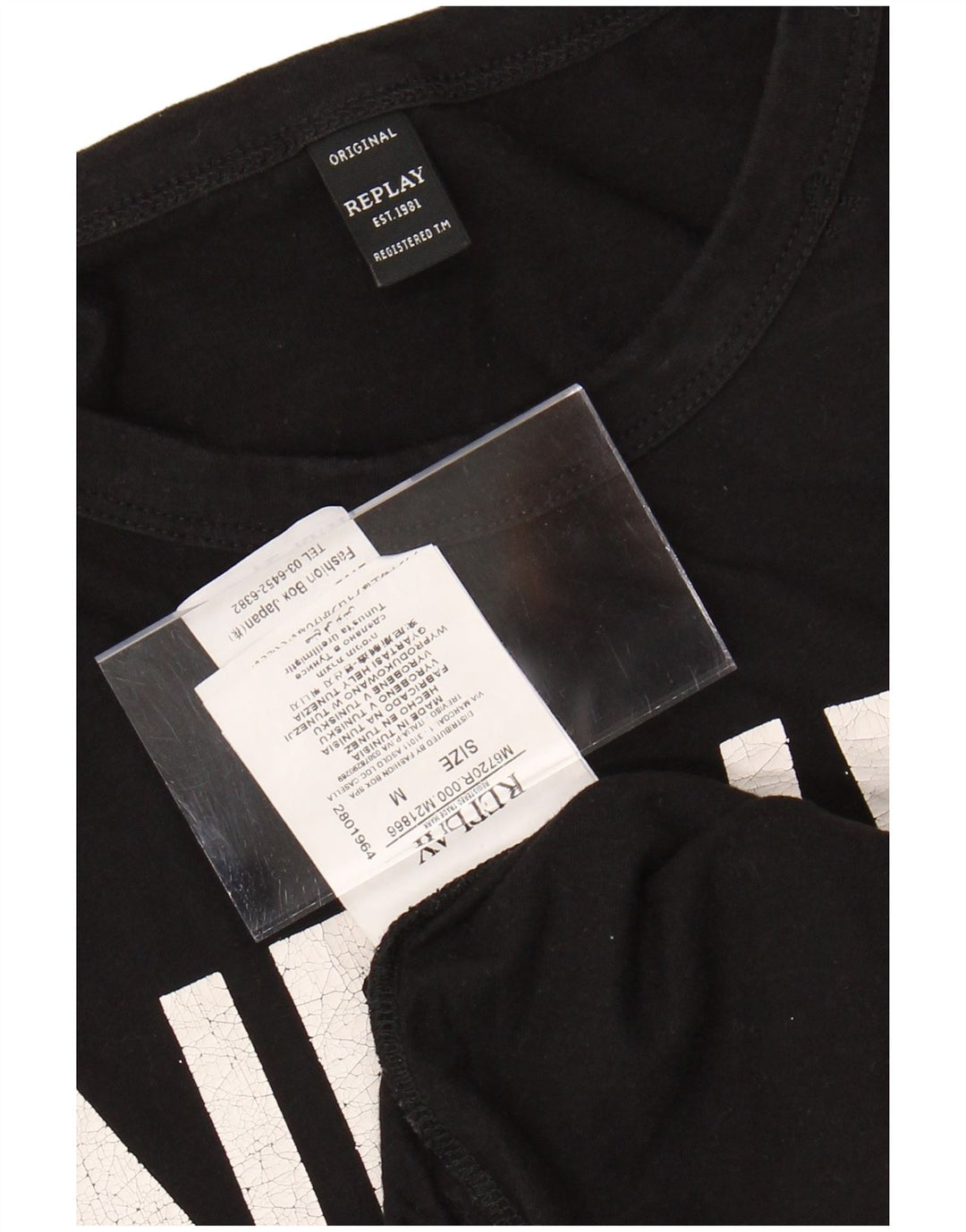 REPLAY Herren-T-Shirt mit Grafik, mittelschwarze Baumwolle