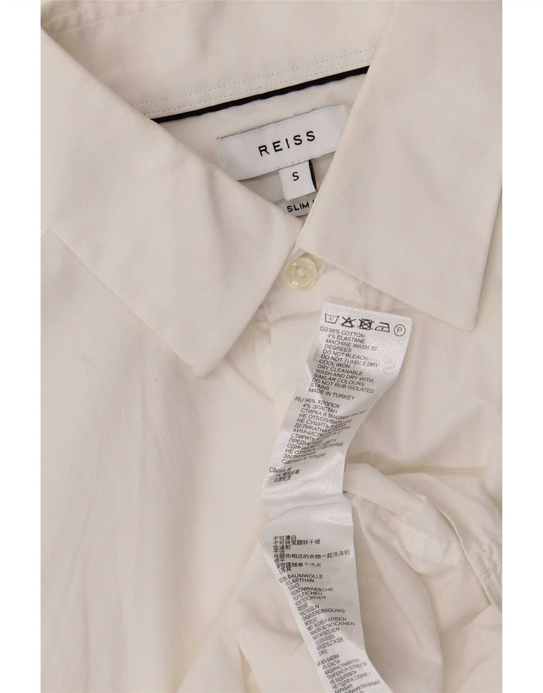 Reiss Herren-Slim-Fit-Hemd, Größe S, weiße Baumwolle