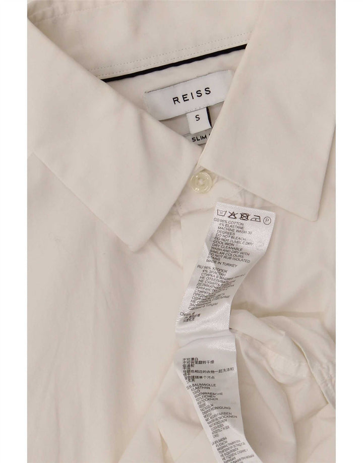 Reiss Herren-Slim-Fit-Hemd, Größe S, weiße Baumwolle