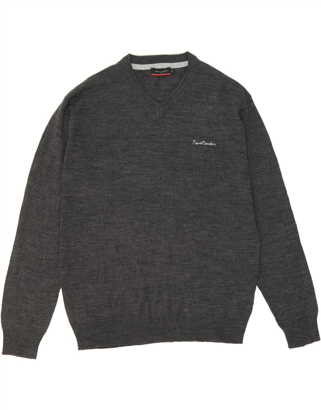 PIERRE CARDIN Mens V-Neck Jumper Sweater Medium Grey Acrylic Vintage Pierre Cardin and Second-Hand Pierre Cardin from Messina Hembry 
