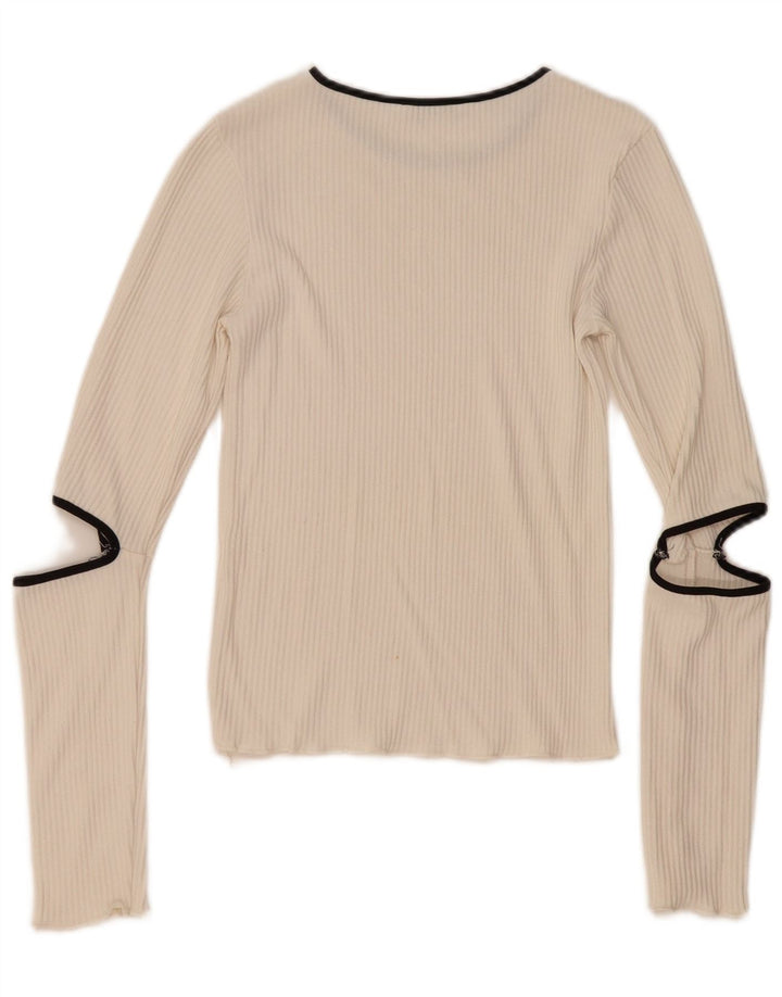 Zara Damen Top Langarm UK 8 Small Weiß
