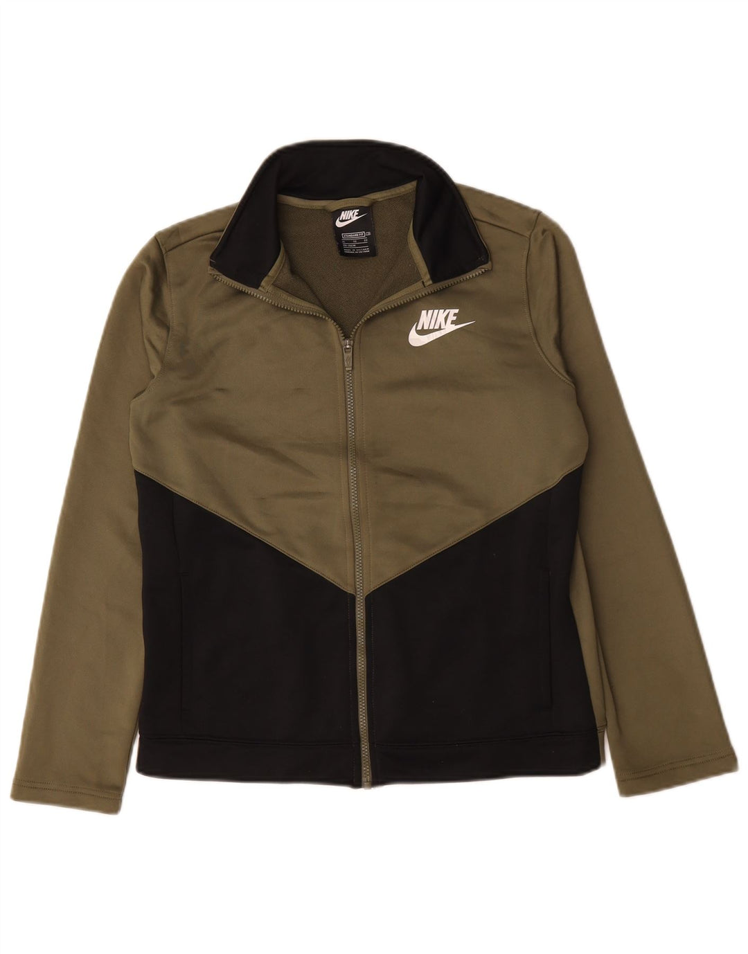 Nike Jungen-Trainingsanzug-Top-Jacke, 13–14 Jahre, XL, Khaki, Farbblock-Polyester