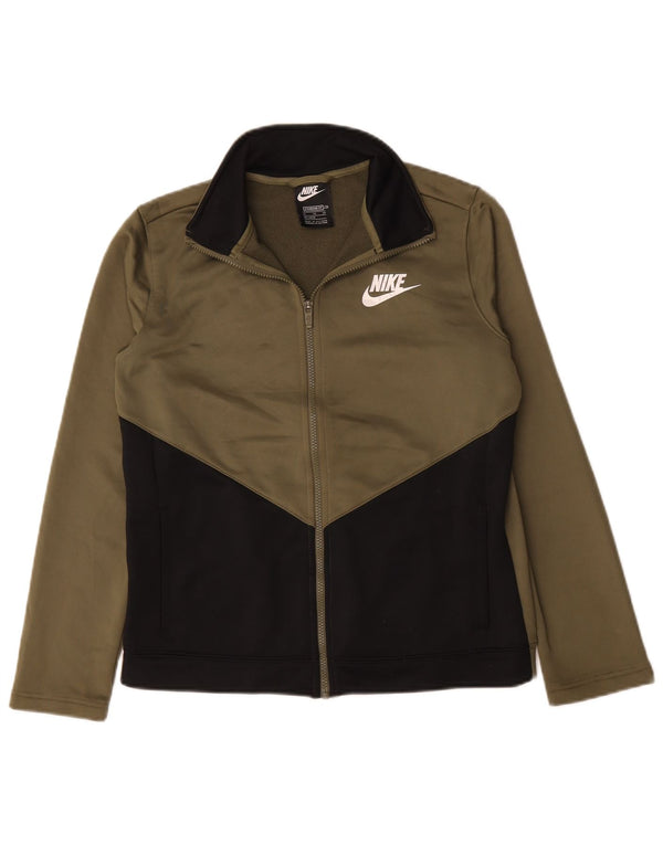 Nike Jungen-Trainingsanzug-Top-Jacke, 13–14 Jahre, XL, Khaki, Farbblock-Polyester