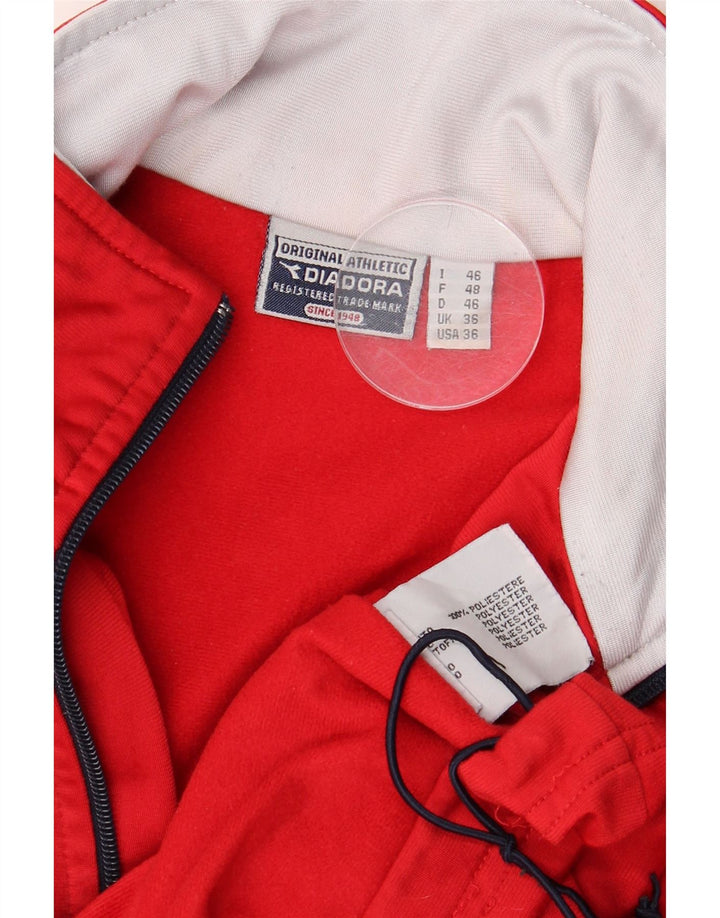 DIADORA Herren-Trainingsanzug-Top-Jacke, UK 36, klein, rotes Farbblock-Polyester