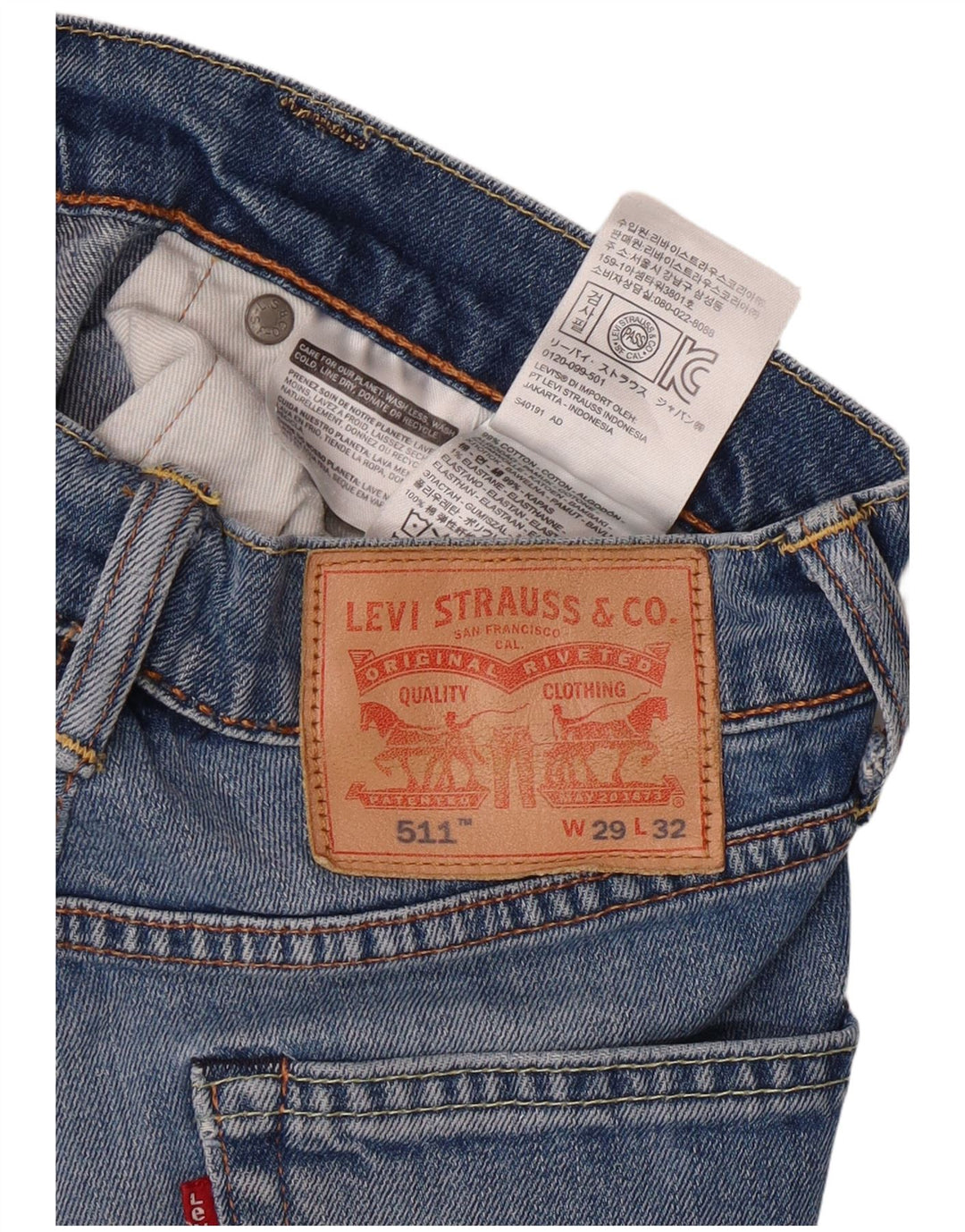 LEVI'S Womens 511 Straight Jeans W29 L26 Blue Cotton