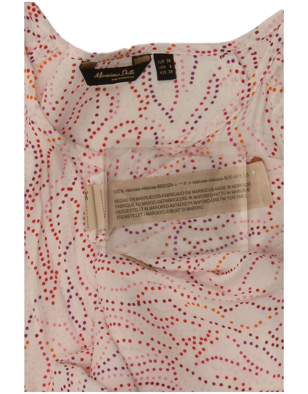 Massimo Dutti Damen-Blusenoberteil mit abstraktem Muster, EU 38, kleine weiße Viskose