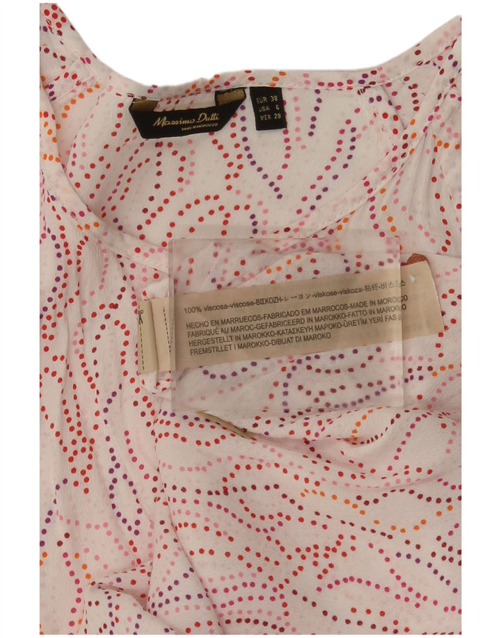 Massimo Dutti Damen-Blusenoberteil mit abstraktem Muster, EU 38, kleine weiße Viskose