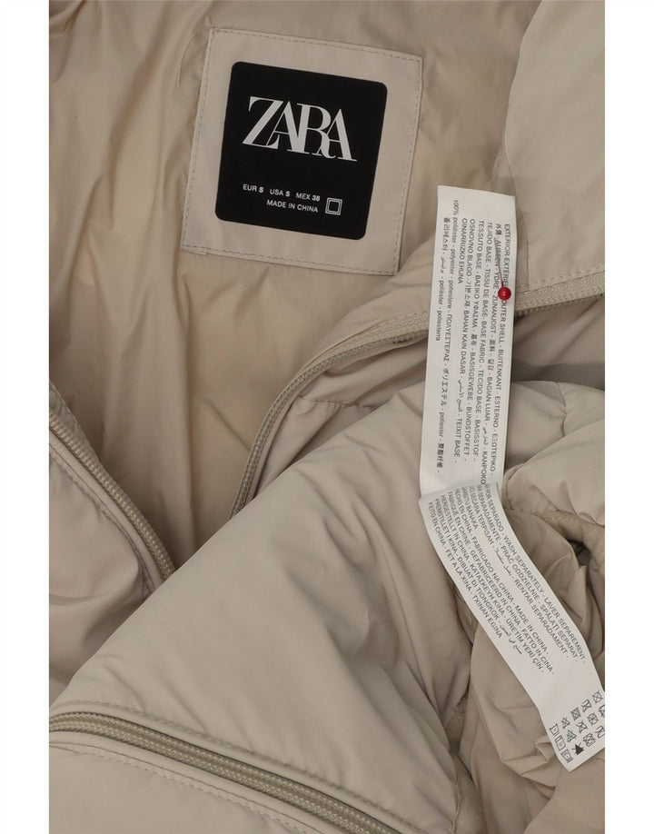 ZARA Herren Wattierte Jacke UK 36 Small Beige Polyester