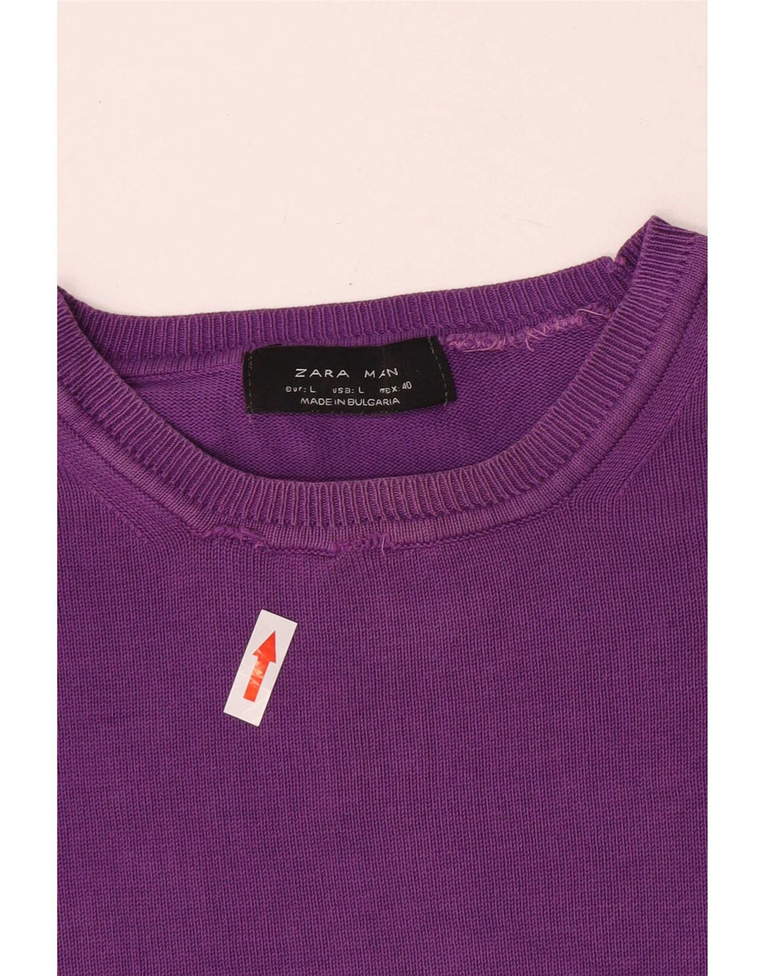 Zara Herren-Pullover mit Rundhalsausschnitt, Größe L, Lila, Baumwolle