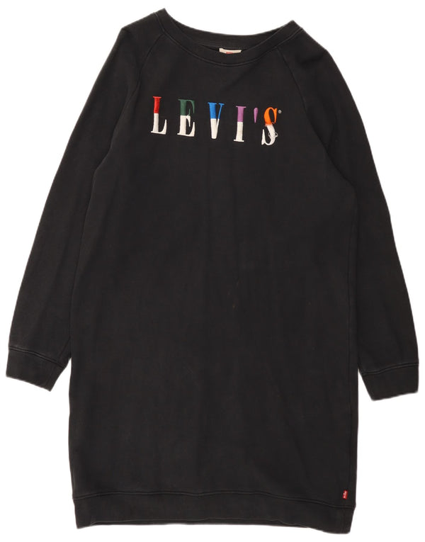 Levi's Damen-Sweatshirt-Pulloverkleid mit Grafik, UK 14, mittelschwarz, Baumwolle