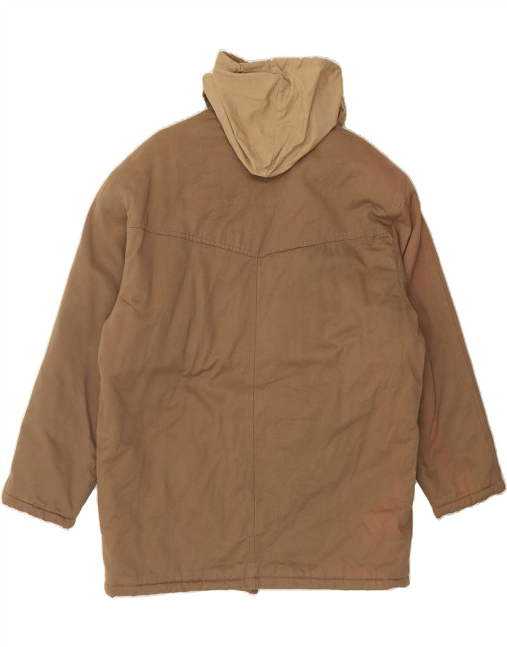 VINTAGE Mens Hooded Overcoat UK 38 Medium Beige Cotton Vintage Vintage and Second-Hand Vintage from Messina Hembry 