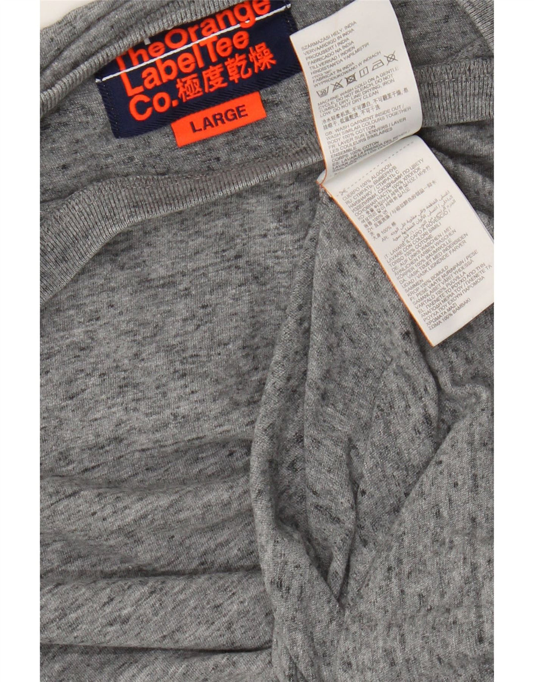 Superdry Herren-T-Shirt-Oberteil, groß, grau gefleckte Baumwolle