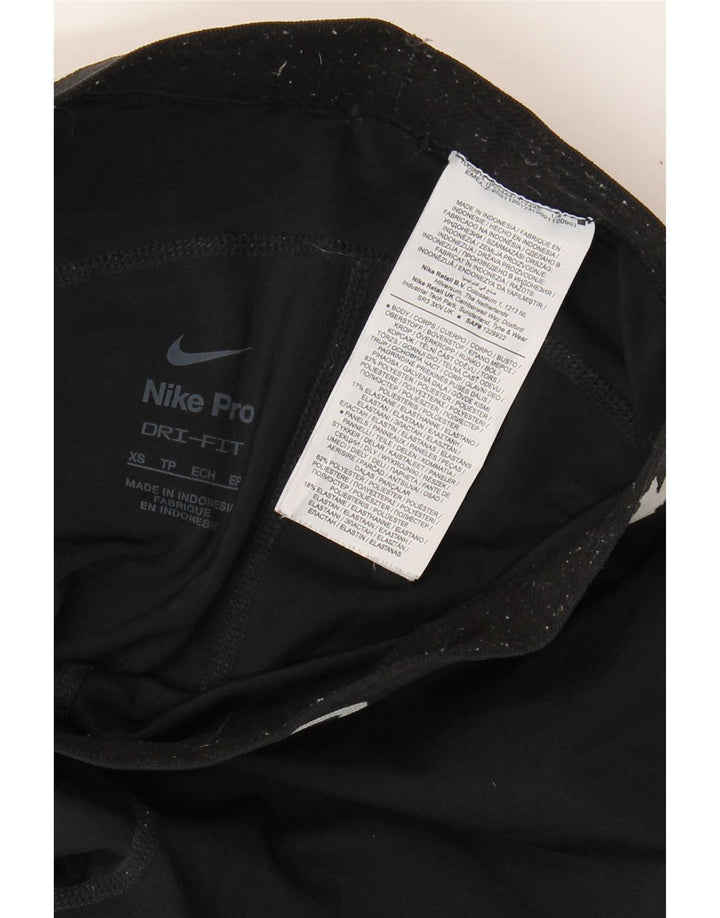 Nike Damen Dri Fit Graphic Leggings UK 4 XS Schwarz Polyester