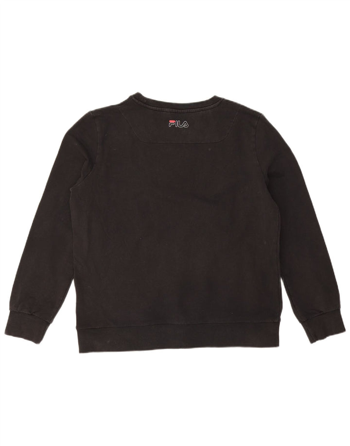 FILA Damen-Sweatshirt, übergroß, mit Grafik, UK 10, Größe S, Schwarz, Baumwolle