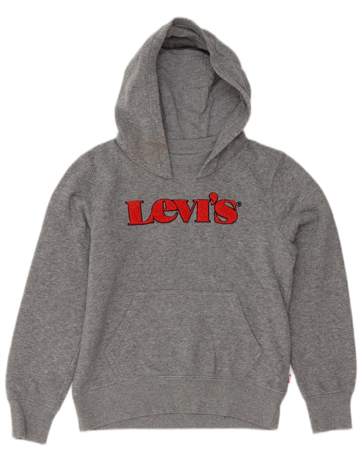 Levi's Jungen-Pullover mit grafischem Kapuzenpullover, 9–10 Jahre, graue Baumwolle