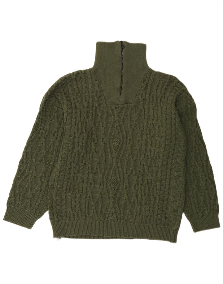 Vintage Herren-Pullover mit Reißverschluss, Mittelgrün
