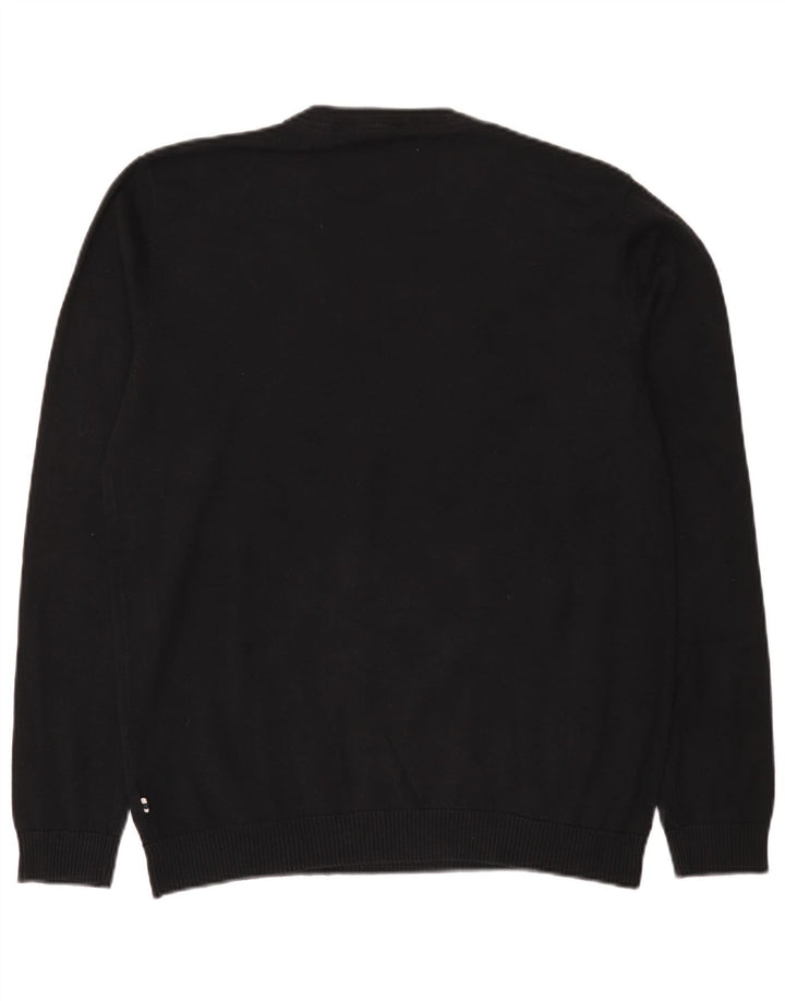 Jack & Jones Herren-Pullover mit V-Ausschnitt, groß, aus schwarzer Baumwolle