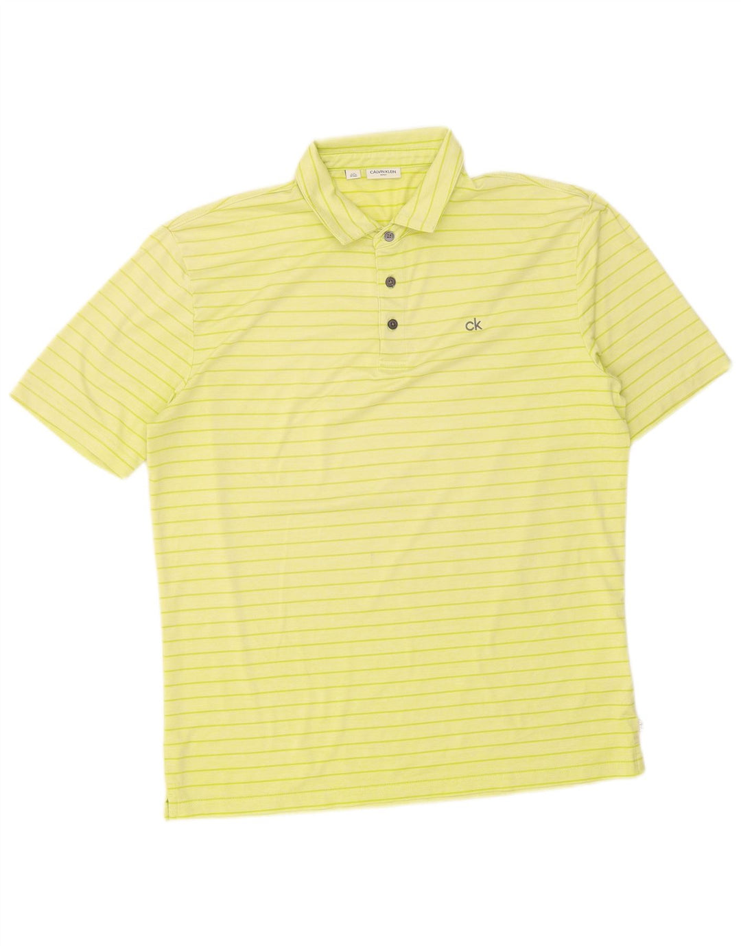 Calvin Klein Herren-Poloshirt, groß, gelb gestreift, Polyester