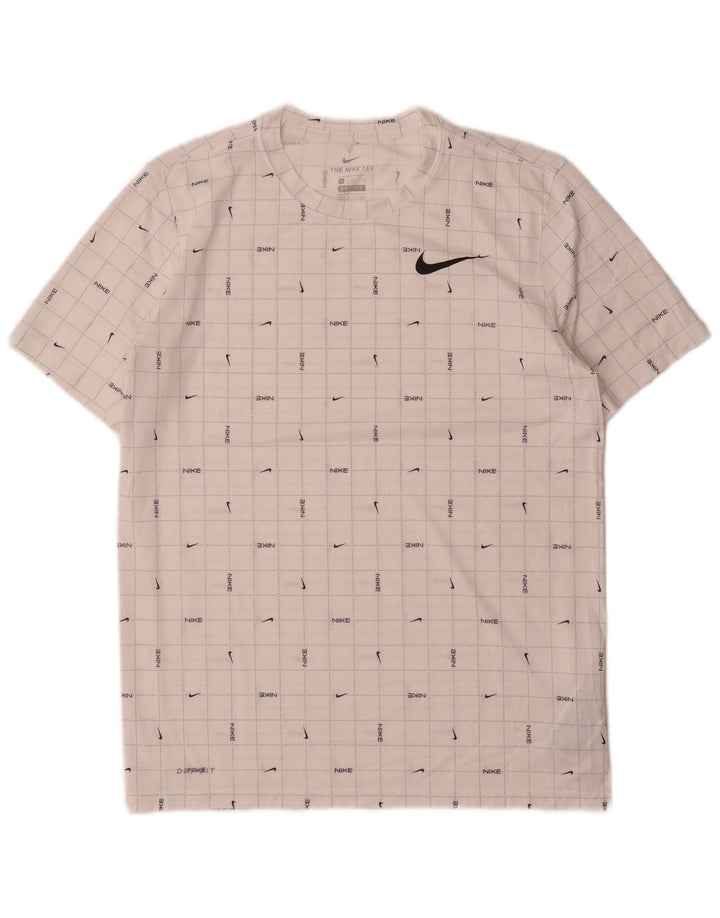 Nike Herren Dri Fit Grafik-T-Shirt-Oberteil, Mittelweißes Karo-Polyester