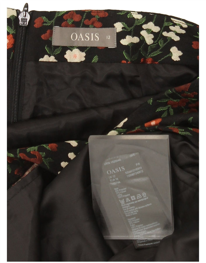 Oasis Damen Minirock UK 12 Medium W30 Schwarz geblümtes Polyester