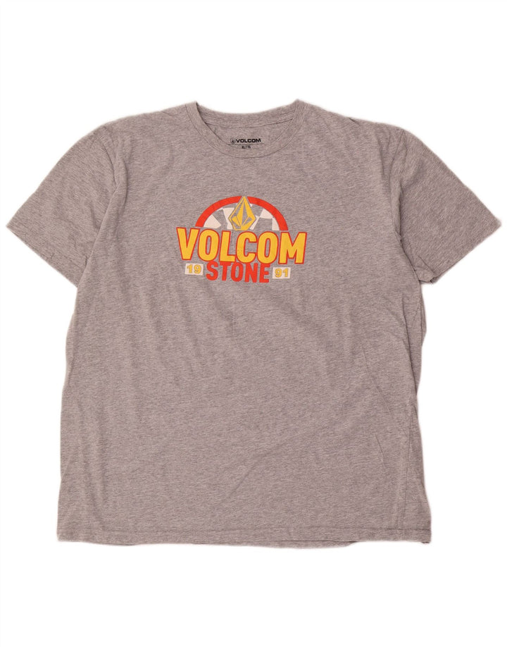 Volcom Herren-Grafik-T-Shirt-Oberteil XL aus grau melierter Baumwolle