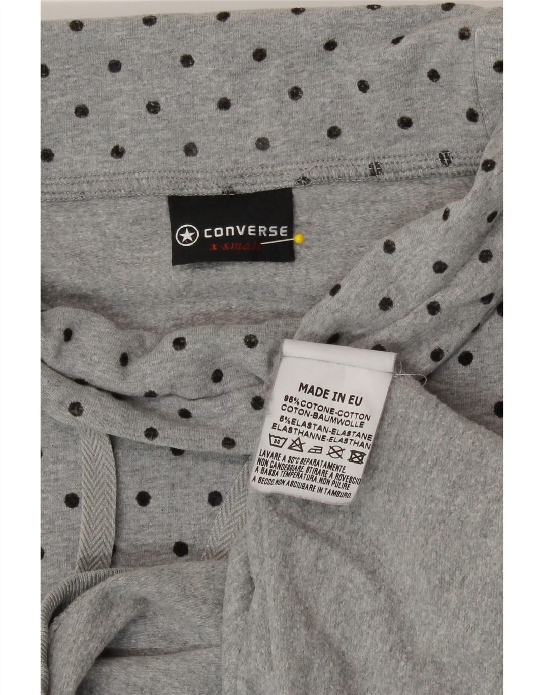 Converse Damen Sweatshirt Pullover UK 6 XS Grau gepunktete Baumwolle