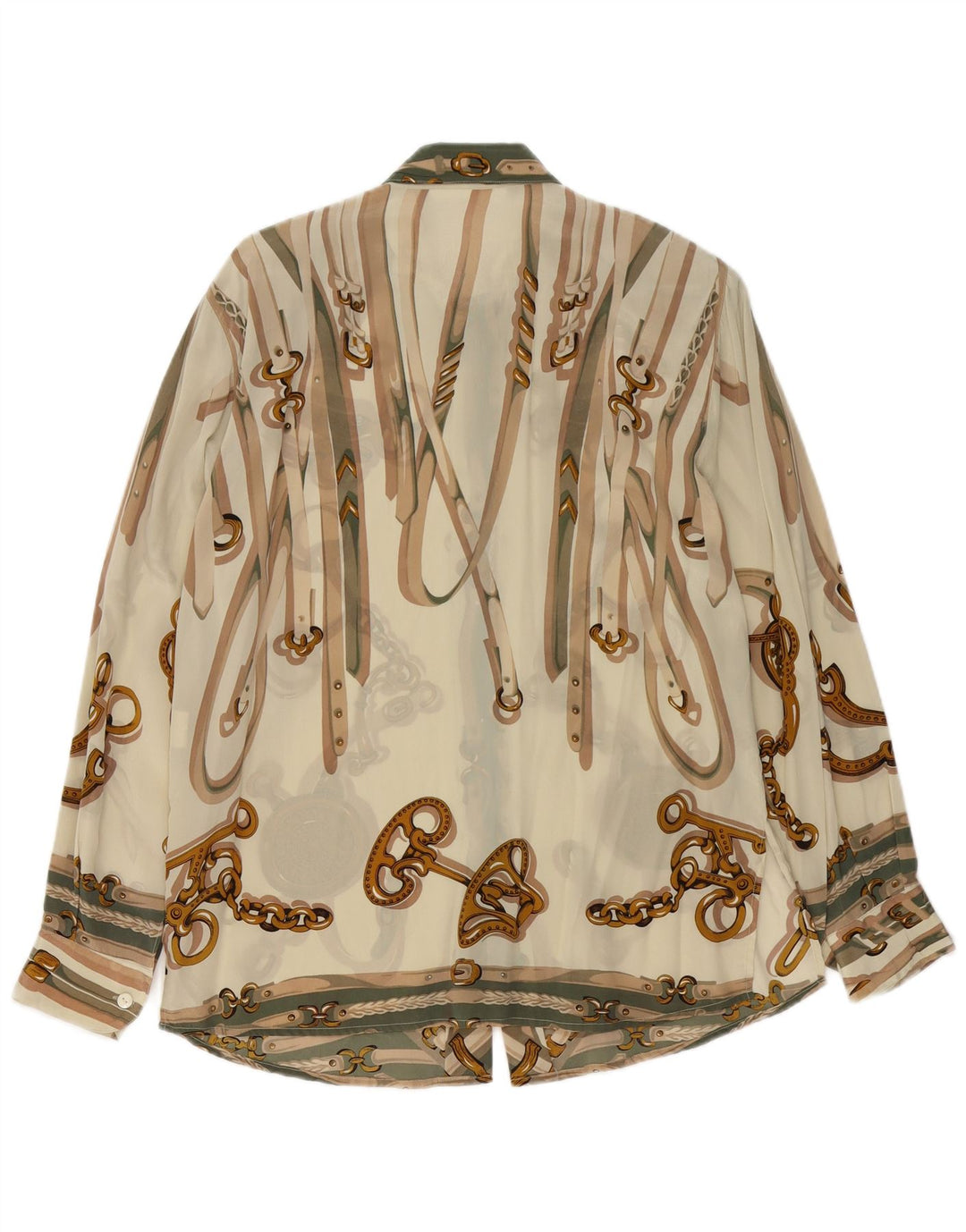 Vintage Damen Hemdbluse mit abstraktem Muster IT 46 Großes Beige Acetat