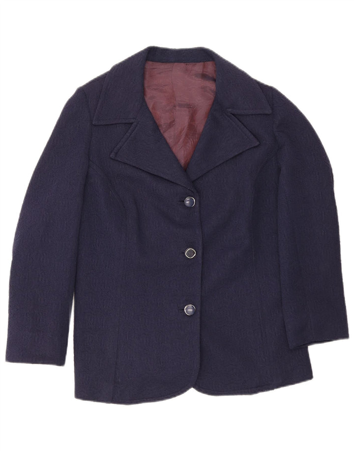 Vintage Damen 3-Knopf-Blazerjacke UK 14 Medium Navy Blue