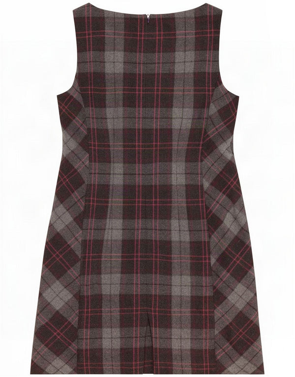 Laura Ashley Damen ärmelloses Etuikleid UK 14 Large Grey Check Polyester