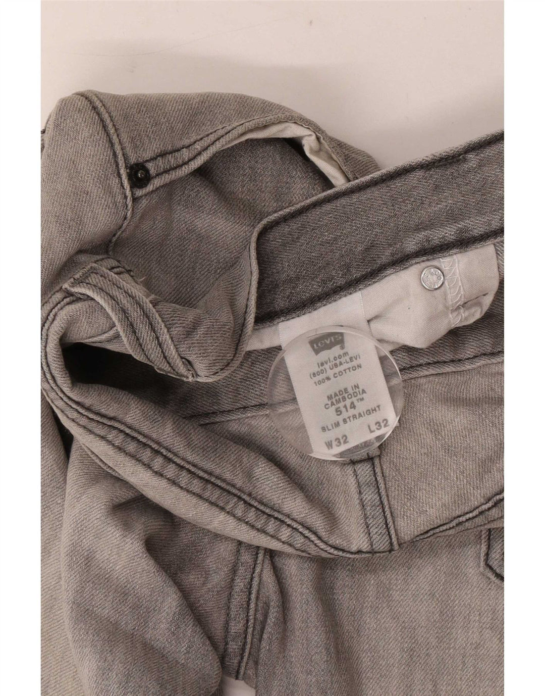 Levi's Herren 514 Slim Straight Jeans W32 L32 Graue Baumwolle