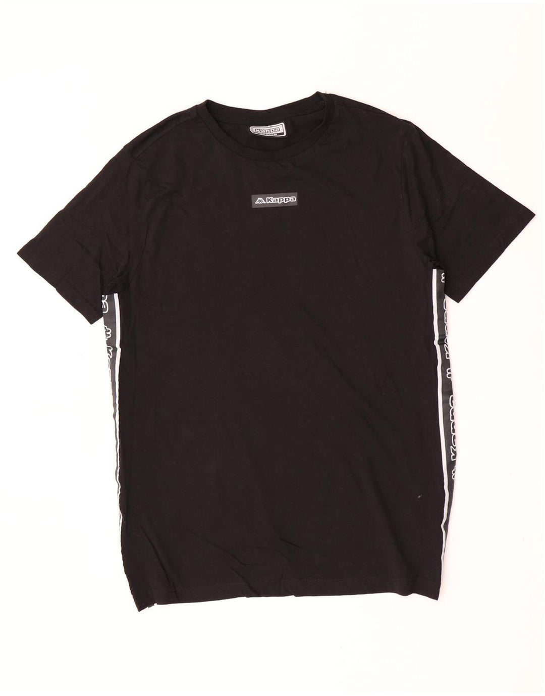 Kappa Herren-Grafik-T-Shirt-Oberteil aus mittelschwarzer Colourblock-Baumwolle