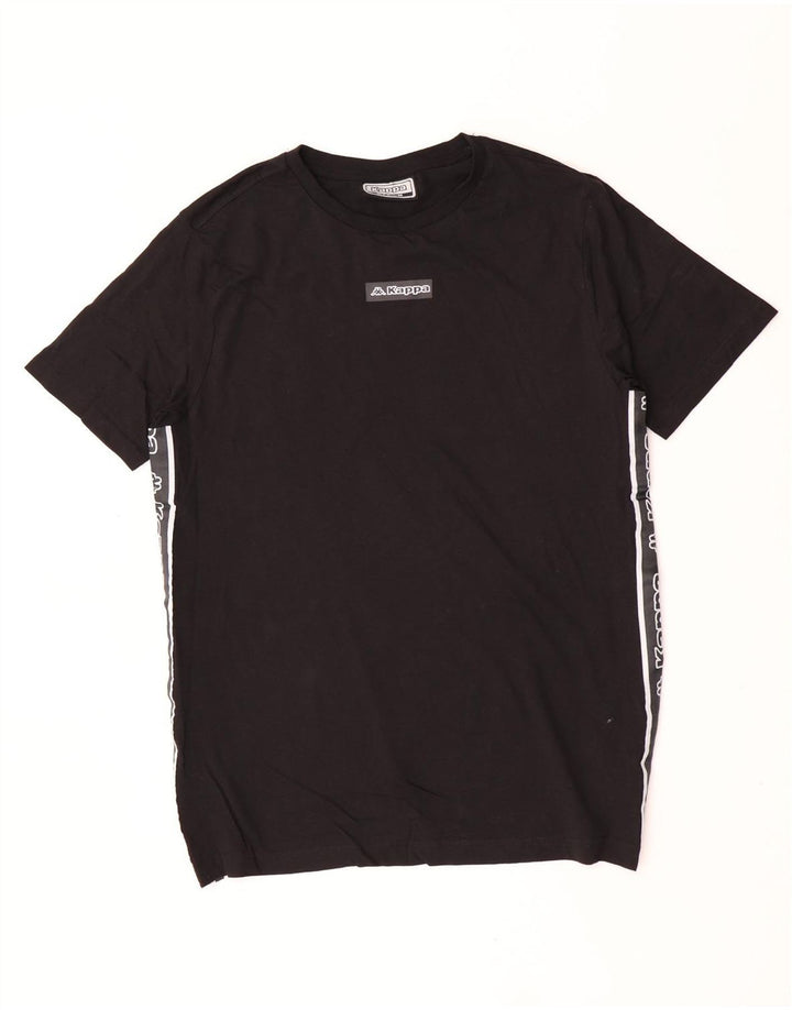 Kappa Herren-Grafik-T-Shirt-Oberteil aus mittelschwarzer Colourblock-Baumwolle