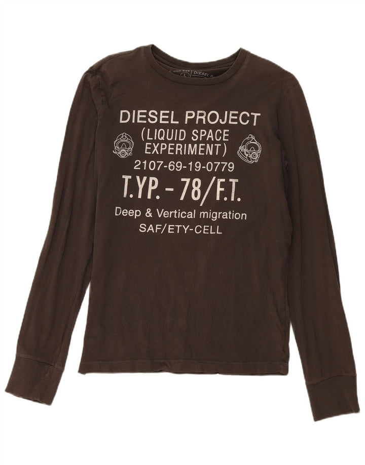 Diesel Herren Grafik-Oberteil, langärmelig, groß, Khaki, Baumwolle