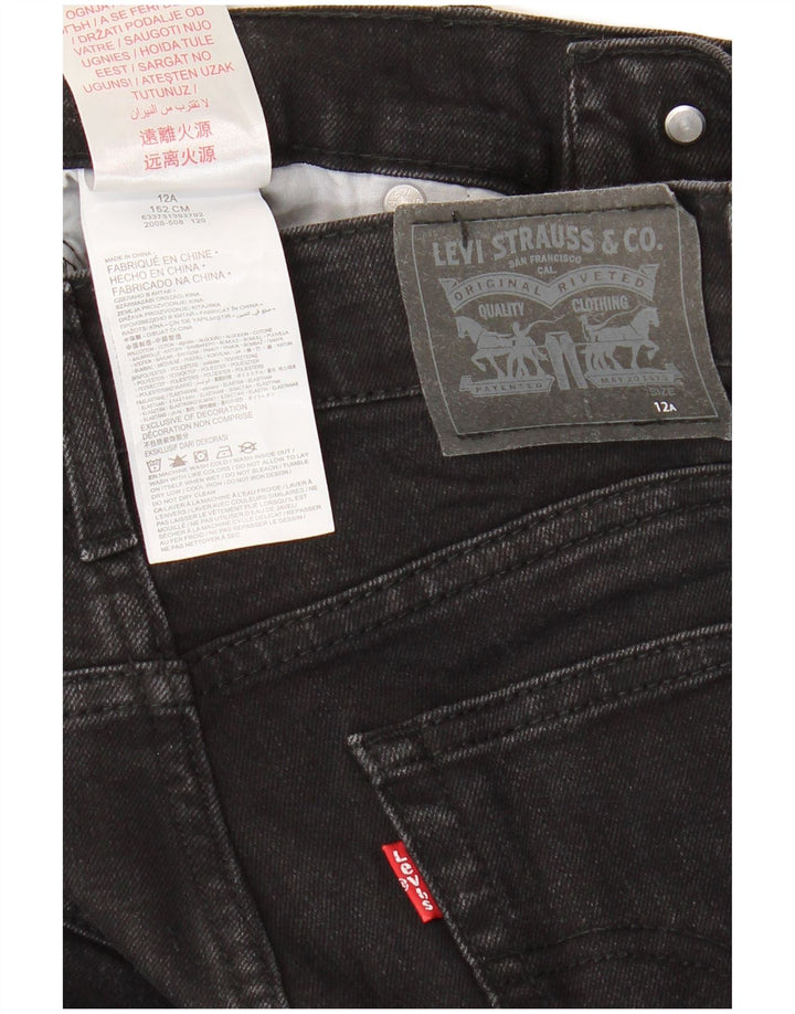 LEVI'S Jungen 510 Skinny Jeans 11–12 Jahre W28 L27 Schwarze Baumwolle