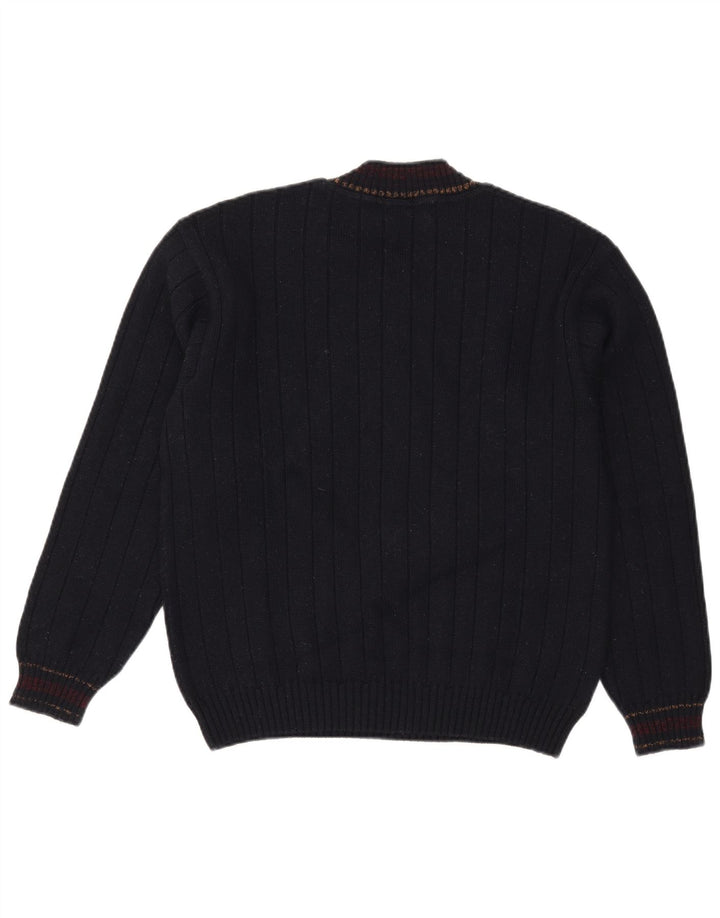 Il Granchio Herren-Pullover mit V-Ausschnitt, große marineblaue Wolle