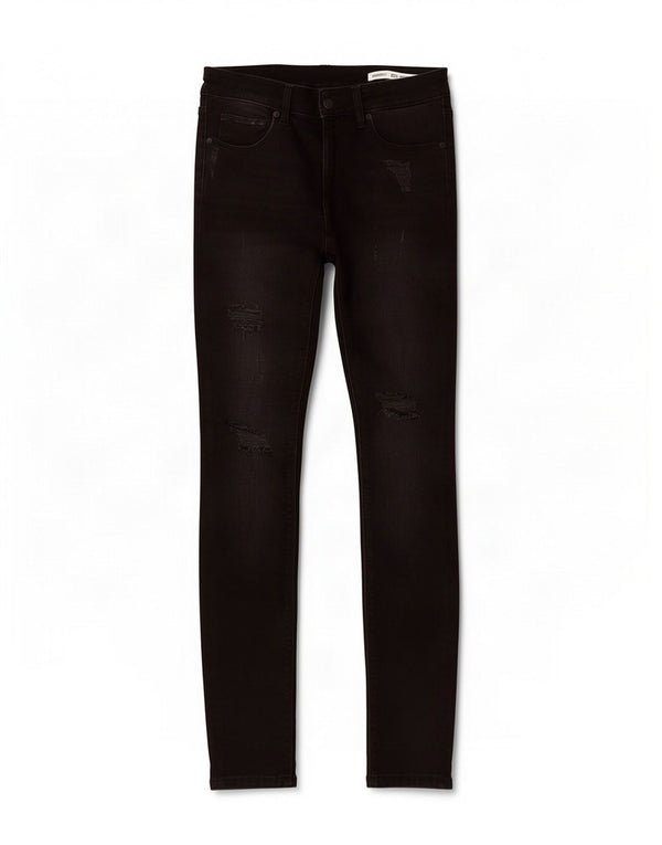 Zara Damen Distressed Skinny Jeans EU 36 XS W26 L30 Schwarze Baumwolle