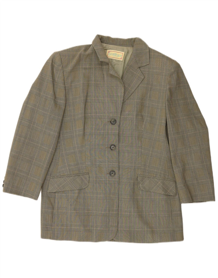 Elizabeth Ascot Damen 3-Knopf-Blazerjacke UK 18 XL Grüner Hahnentritt