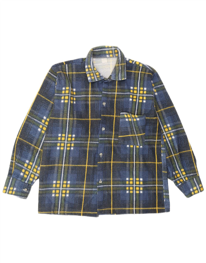 Vintage Herren Flanellhemd Mittelblau kariert