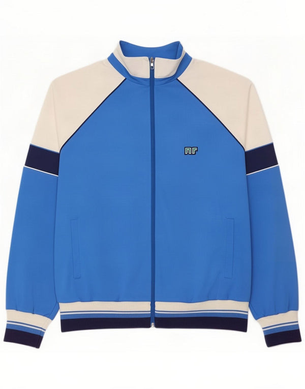 Ennerre Damen-Trainingsanzug-Top-Jacke, UK 22 3XL, blaues Colourblock-Polyamid