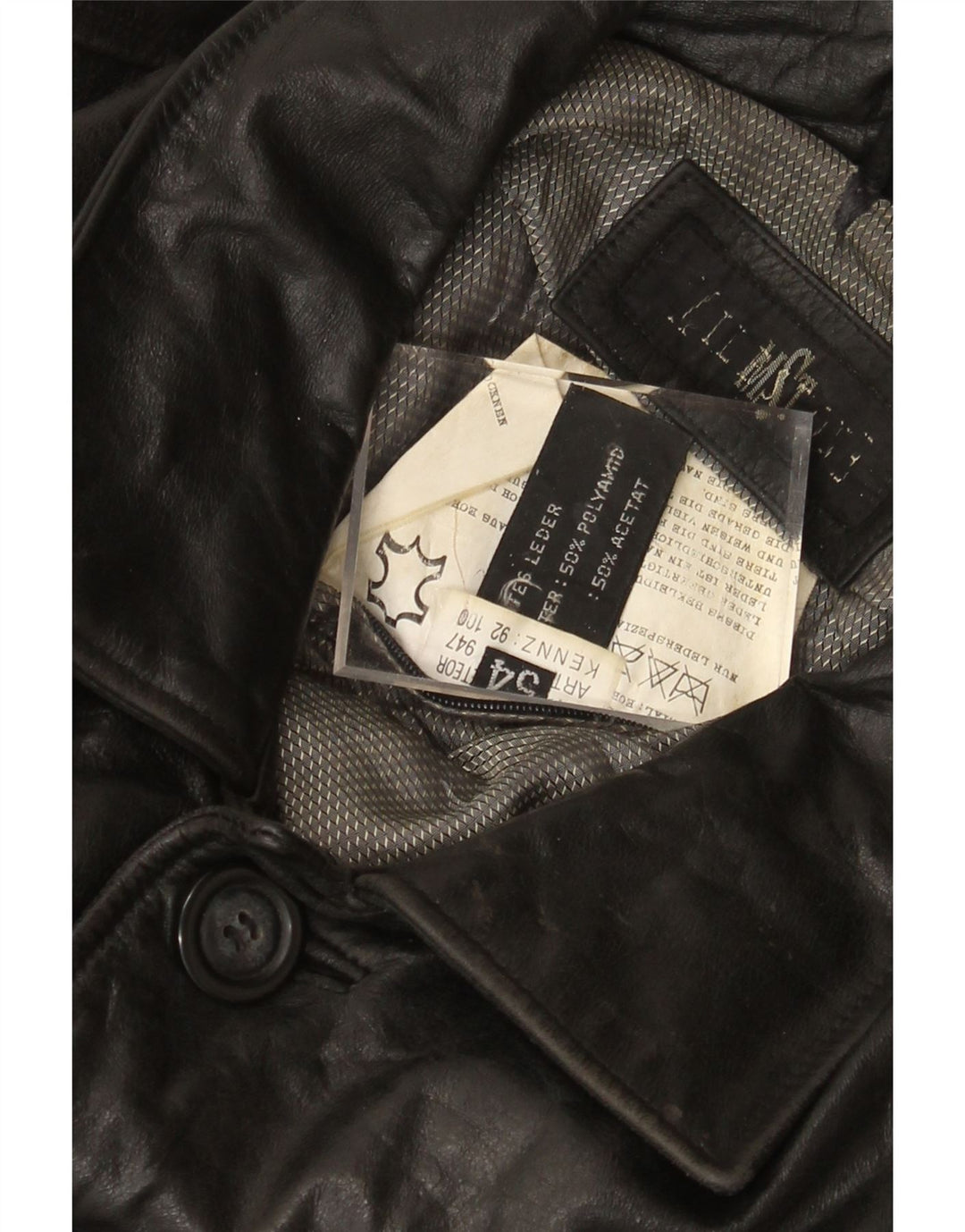 VINTAGE Mens Leather Jacket IT 54 2XL Black Leather Vintage Vintage and Second-Hand Vintage from Messina Hembry 
