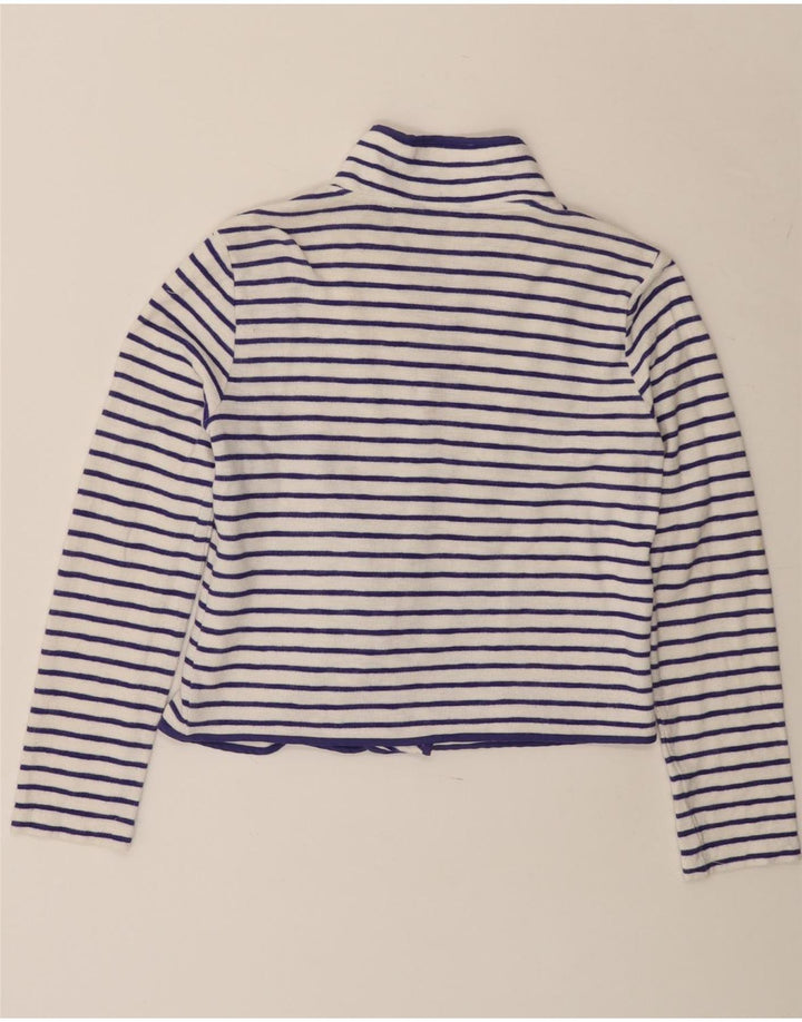 JOULES Damen Crop Open Cardigan Pullover UK 8 Small Weiß gestreift Baumwolle