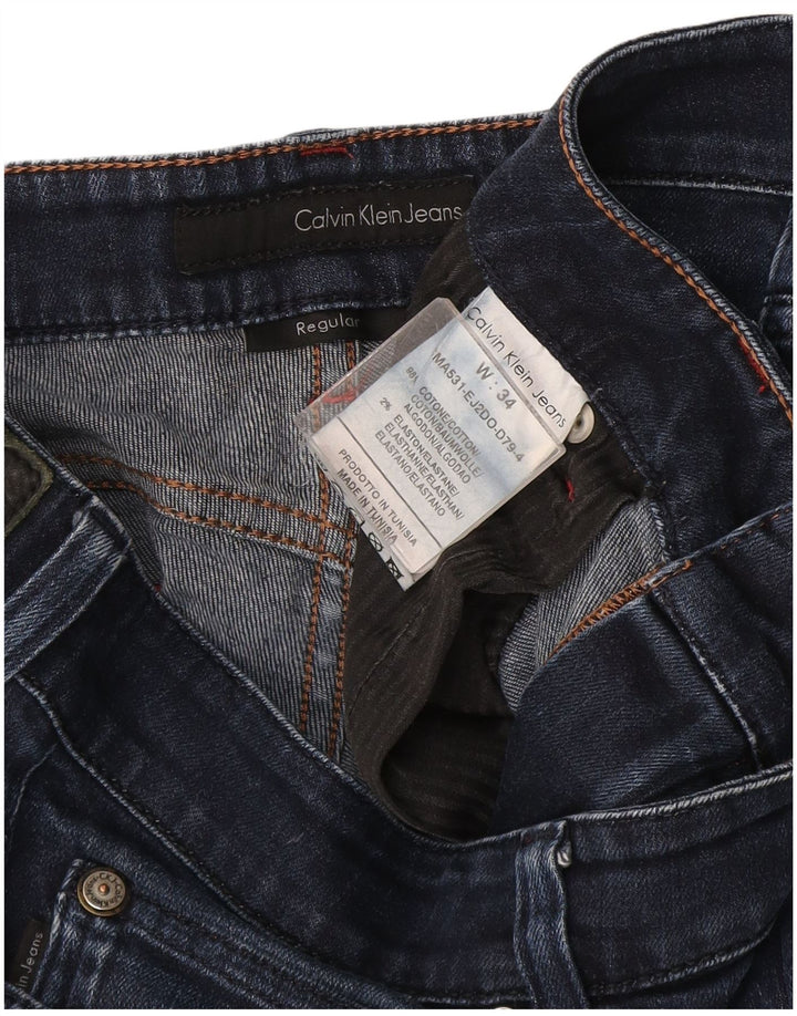 Calvin Klein Herren Regular Straight Jeans W34 L30 Marineblau Baumwolle