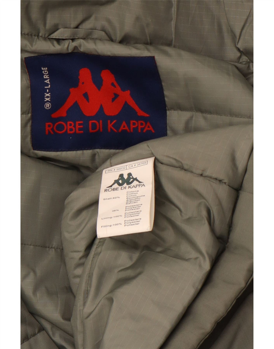 KAPPA Herren Wattierte Jacke UK 44 2XL Grüne Baumwolle