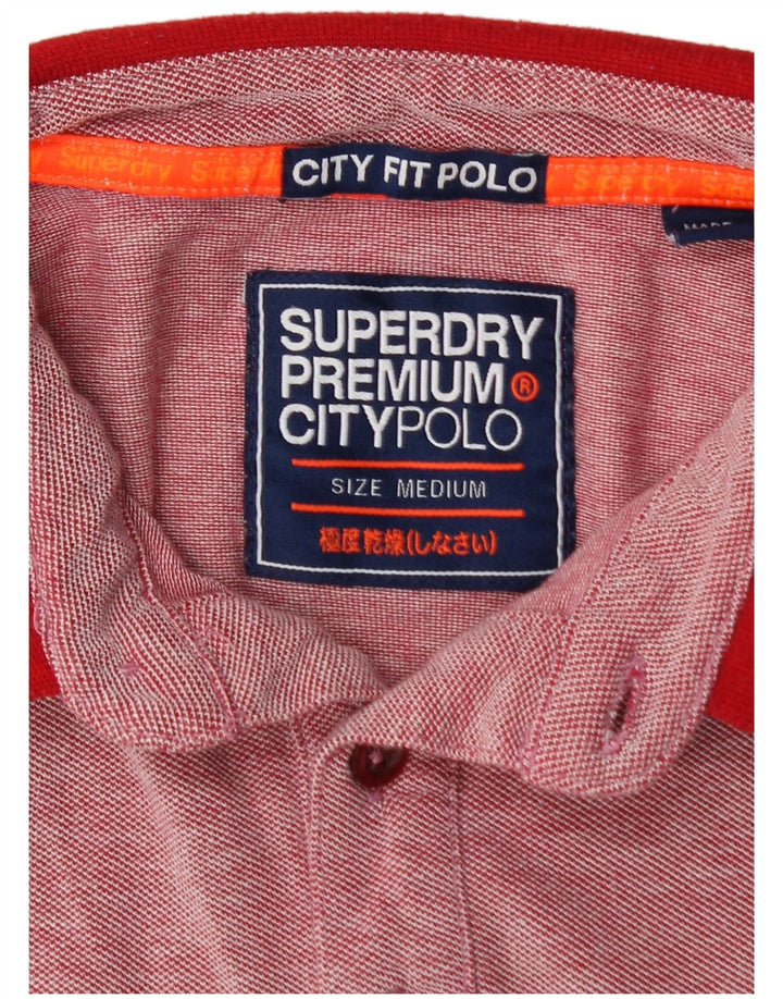 SUPERDRY Herren City Fit Poloshirt Mittelrot gesprenkelte Baumwolle