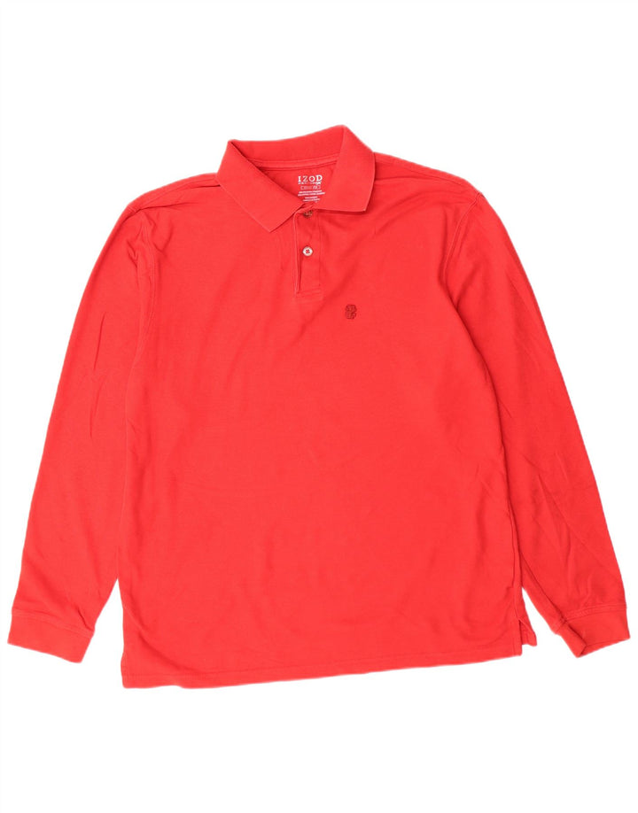 Izod Herren-Langarm-Poloshirt aus mittelrotem Polyester