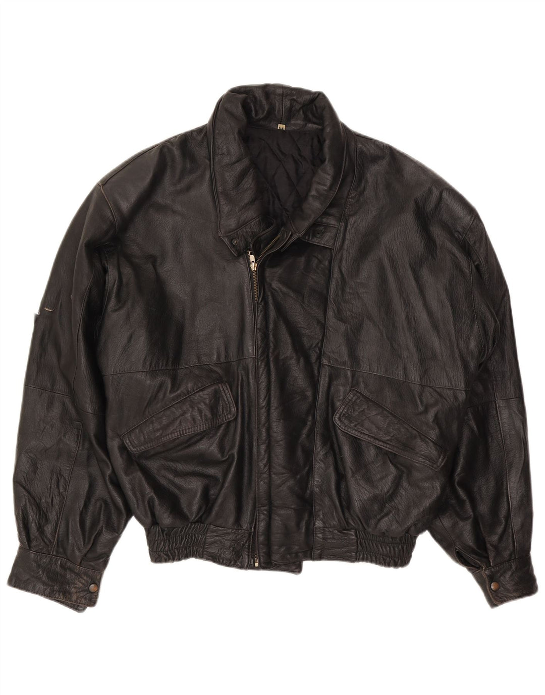 Vintage Herren Lederjacke IT 54 2XL Schwarzes Leder