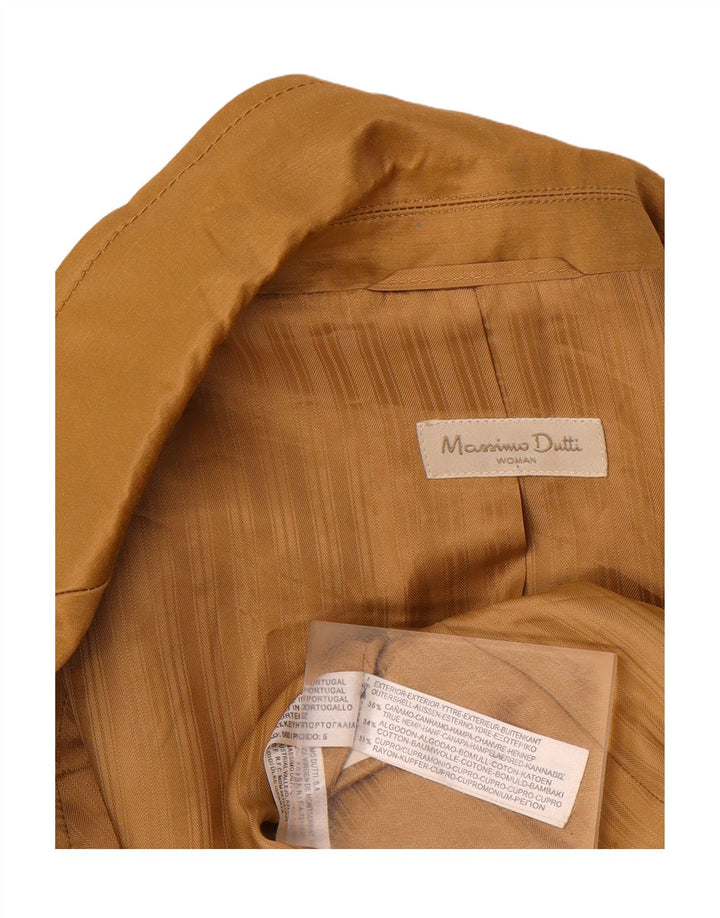 MASSIMO DUTTI Womens 3 Button Blazer Jacket UK 14 Medium Brown Cotton
